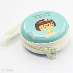 Blue tin headset pouch <em>coin</em> <em>purse</em> bag