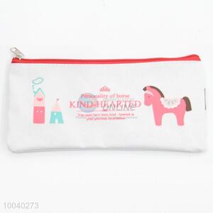 Pink horse pattern cotton&jute <em>coin</em> <em>purse</em> change <em>purse</em> pen bag