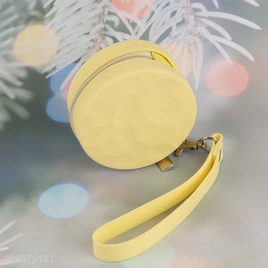 High quality round waterproof silicone <em>coin</em> pouch zippered change <em>purse</em>