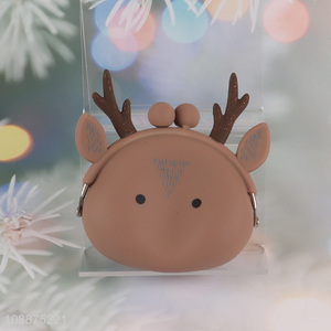 Online wholesale cartoon elk silicone <em>coin</em> <em>purse</em> change pouch for kids