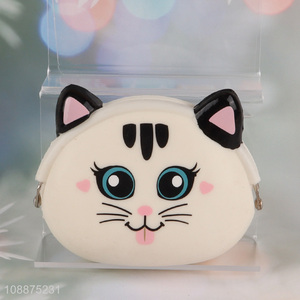 New arrival cartoon cat silicone <em>coin</em> bag zippered <em>coin</em> <em>purse</em> pouch