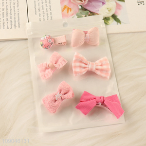 China products pink girls bowknot <em>hairpin</em> hair clips set for hair decoration