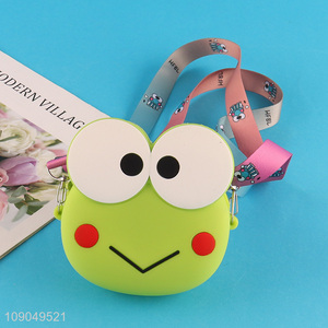 China factory cartoon portable frog shape silicone <em>coin</em> <em>purse</em> for kids