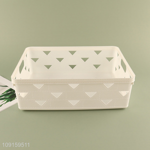 Factory price rectangle plastic desktop organizer hollow <em>storage</em> <em>basket</em>