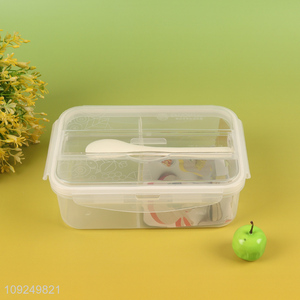 China products 2compartment school office plastic lunch box with <em>spoon</em>