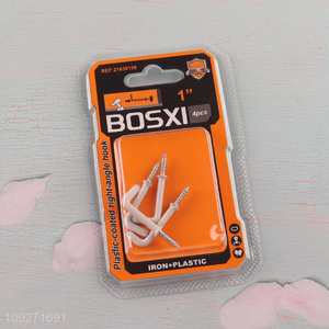 Low price 4pcs <em>plastic</em>-coated right-angle <em>hook</em> hardware accessories