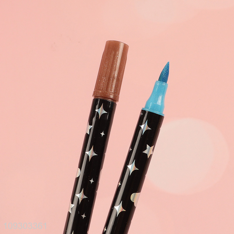 Online wholesale 24colors non-toxic glitter pen dual tip marker