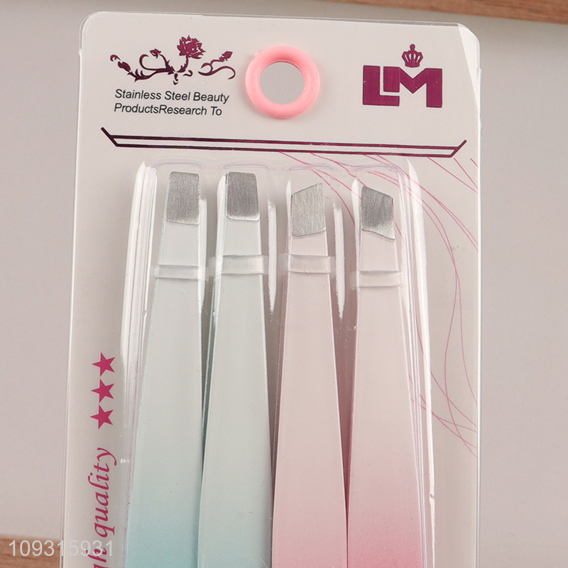 China wholesale 4pcs eyebrow tweezers for makeup tool