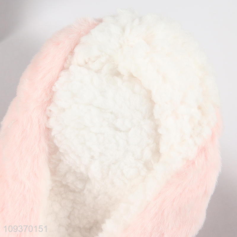Good price pink non-slip winter girls home floor slippers