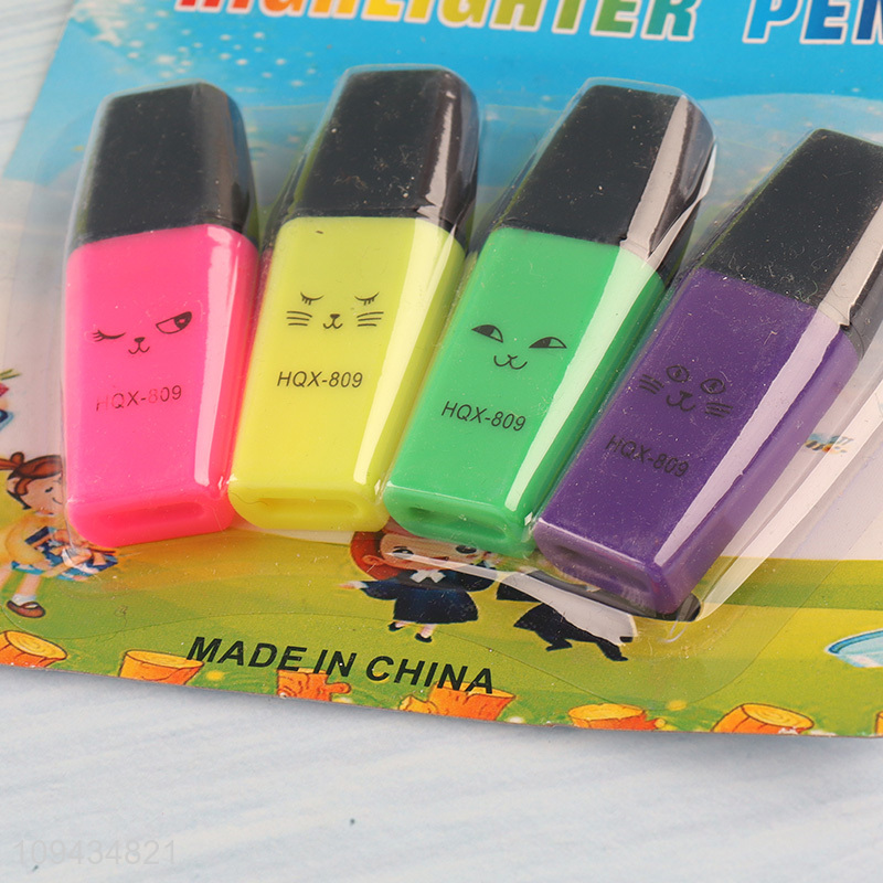 Good selling 4pcs non-toxic highlighter pen set wholesale