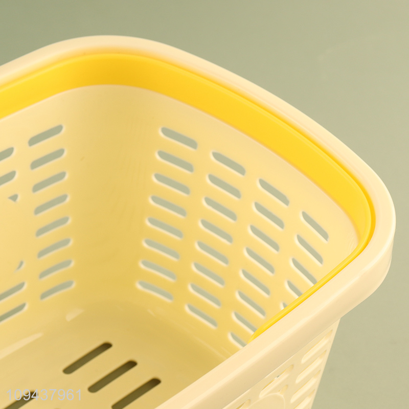 Fashion Plastic Storage Basket With Handle For Bathroom & Kitchen