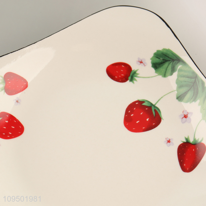Best quality strawberry printed ceramic plate for sale